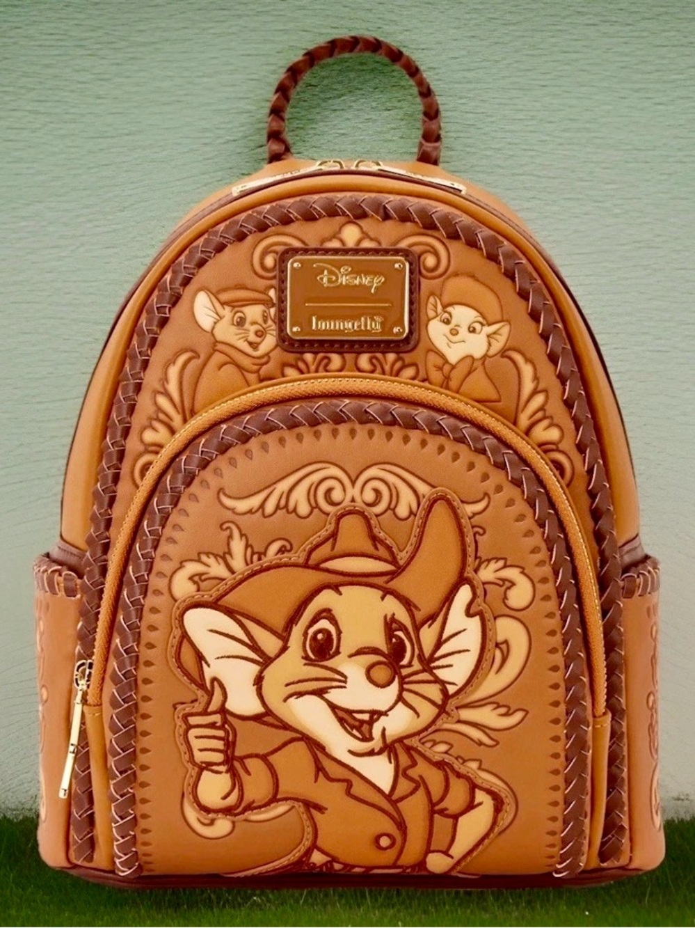 NEW Loungefly Disney The RESCUERS DOWN UNDER Jake Faux Tooled Leather Backpack